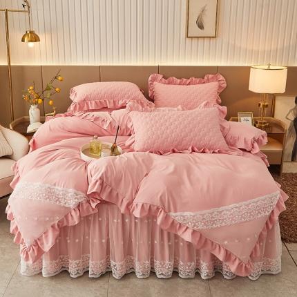 91家纺网 家纺一手货源 找家纺 （总）好儿喜家纺 2023新款丽莎系列A类云锦棉床裙四件套