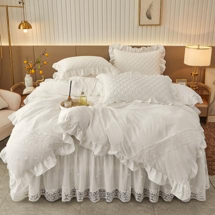 91家纺网 家纺一手货源 找家纺 （总）好儿喜家纺 2023新款丽莎系列A类云锦棉床裙四件套