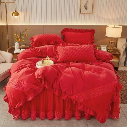 91家纺网 家纺一手货源 找家纺 （总）好儿喜家纺 2023新款丽莎系列A类云锦棉床裙四件套