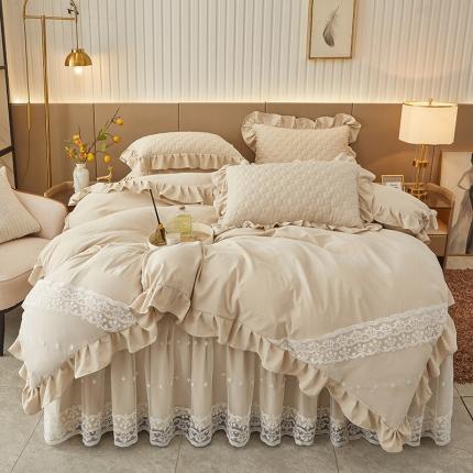 91家纺网 家纺一手货源 找家纺 （总）好儿喜家纺 2023新款丽莎系列A类云锦棉床裙四件套