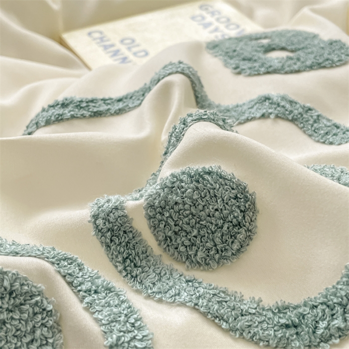 91家纺网 家纺一手货源 找家纺 （总）眠帛家纺 2023新款水洗棉毛巾绣四件套煤球系列