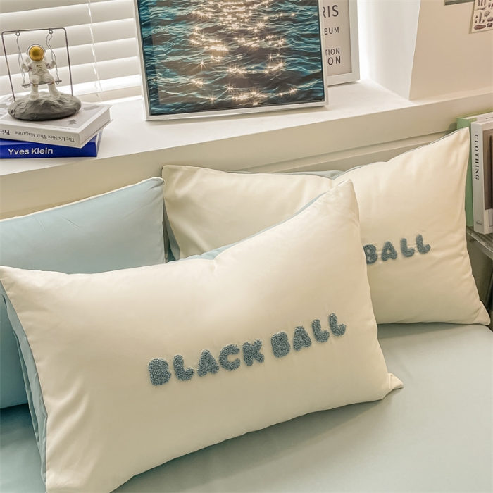 91家纺网 家纺一手货源 找家纺 眠帛家纺 2023新款水洗棉毛巾绣四件套煤球系列 煤球繁星蓝