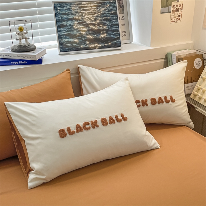 91家纺网 家纺一手货源 找家纺 眠帛家纺 2023新款水洗棉毛巾绣四件套煤球系列 煤球焦糖