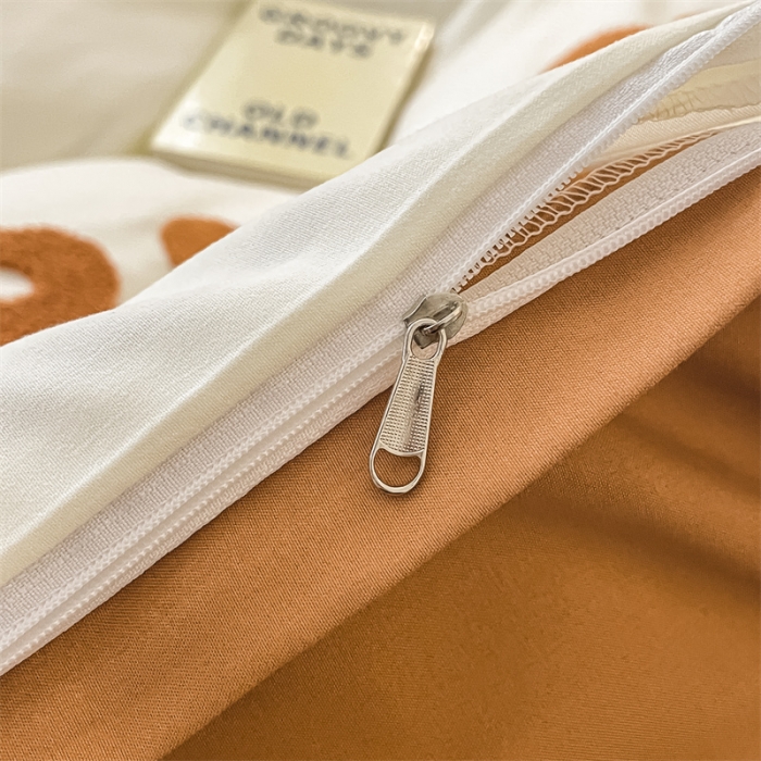 91家纺网 家纺一手货源 找家纺 眠帛家纺 2023新款水洗棉毛巾绣四件套煤球系列 煤球焦糖