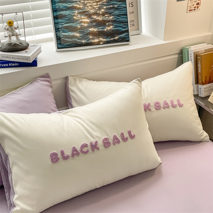 91家纺网 家纺一手货源 找家纺 眠帛家纺 2023新款水洗棉毛巾绣四件套煤球系列 煤球浅紫