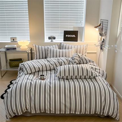 91家纺网 家纺一手货源 找家纺 （总）眠帛家纺 2023新款极简色织水洗棉印花四件套