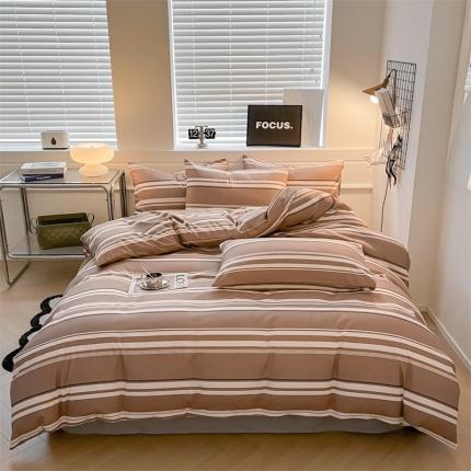 91家纺网 家纺一手货源 找家纺 （总）眠帛家纺 2023新款极简色织水洗棉印花四件套