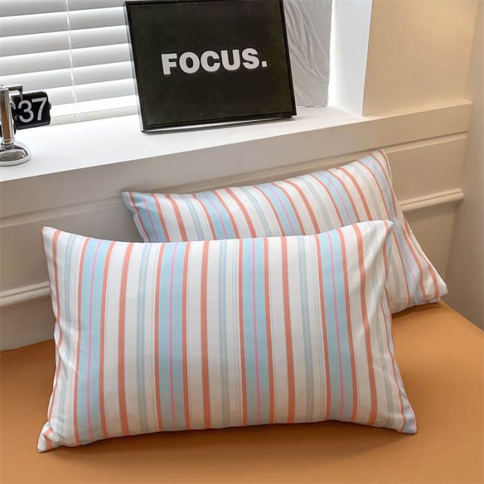 91家纺网 家纺一手货源 找家纺 眠帛家纺 2023新款极简色织水洗棉印花四件套 夏日兰