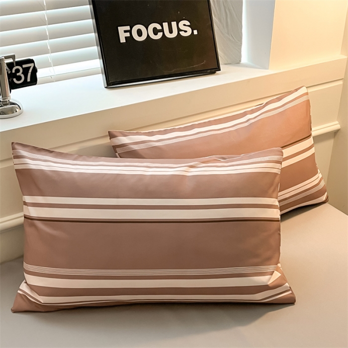 91家纺网 家纺一手货源 找家纺 眠帛家纺 2023新款极简色织水洗棉印花四件套 云舒咖