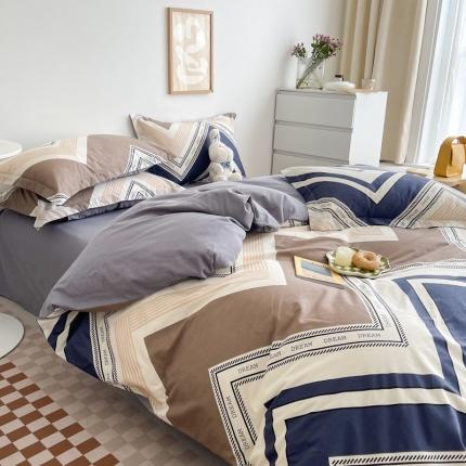 91家纺网 家纺一手货源 找家纺 盛馨家纺 全棉ins北欧风高支高密全棉喷气小清新纯棉四件套 布鲁斯