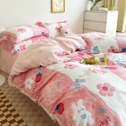 91家纺网 家纺一手货源 找家纺 总盛馨家纺 2023新款ins北欧风高支高密全棉喷气小清新纯棉四件套