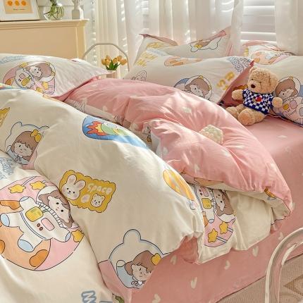 91家纺网 家纺一手货源 找家纺 总盛馨家纺 2023新款ins北欧风高支高密全棉喷气小清新纯棉四件套