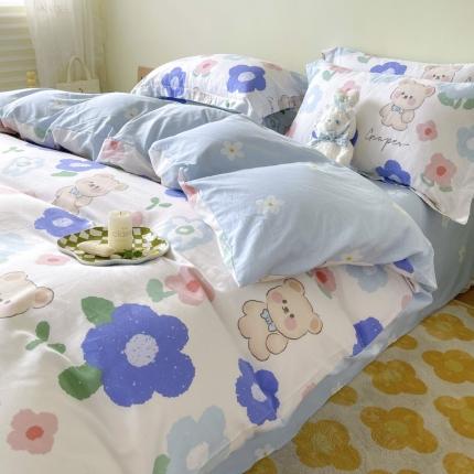 91家纺网 家纺一手货源 找家纺 总盛馨家纺 2023新款ins北欧风高支高密全棉喷气小清新纯棉四件套