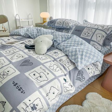 91家纺网 家纺一手货源 找家纺 总盛馨家纺 2023新款ins北欧风高支高密全棉喷气小清新纯棉四件套