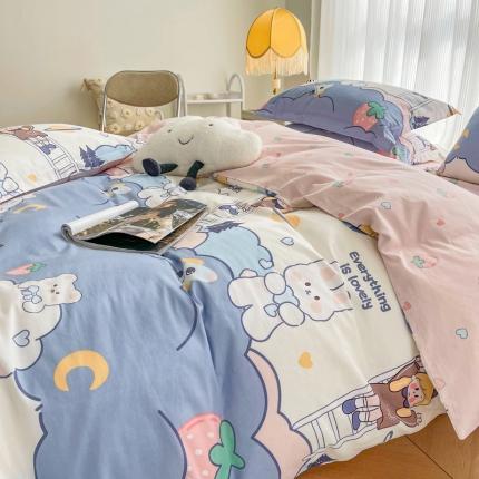 91家纺网 家纺一手货源 找家纺 总盛馨家纺 2023新款ins北欧风高支高密全棉喷气小清新纯棉四件套