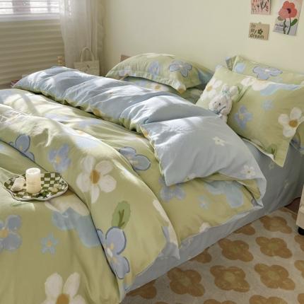 91家纺网 家纺一手货源 找家纺 总盛馨家纺 2023新款ins北欧风高支高密全棉喷气小清新纯棉四件套