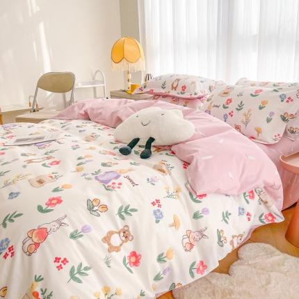 91家纺网 家纺一手货源 找家纺 总盛馨家纺 2023新款ins北欧风高支高密全棉喷气小清新纯棉四件套