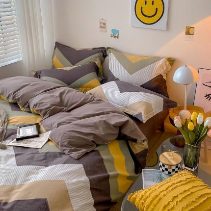 91家纺网 家纺一手货源 找家纺 总盛馨家纺 2023新款ins北欧风高支高密全棉喷气小清新纯棉四件套