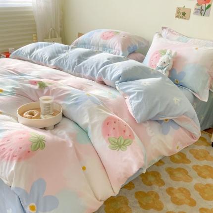 91家纺网 家纺一手货源 找家纺 总盛馨家纺 2023新款ins北欧风高支高密全棉喷气小清新纯棉四件套