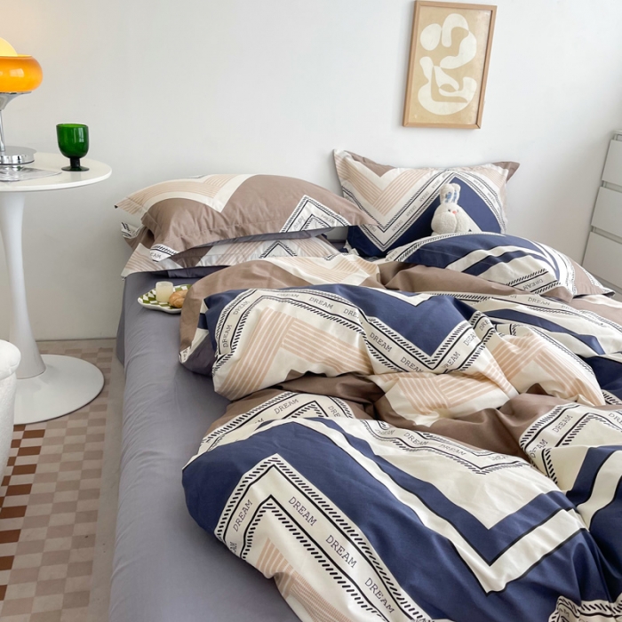 91家纺网 家纺一手货源 找家纺 盛馨家纺 全棉ins北欧风高支高密全棉喷气小清新纯棉四件套 布鲁斯