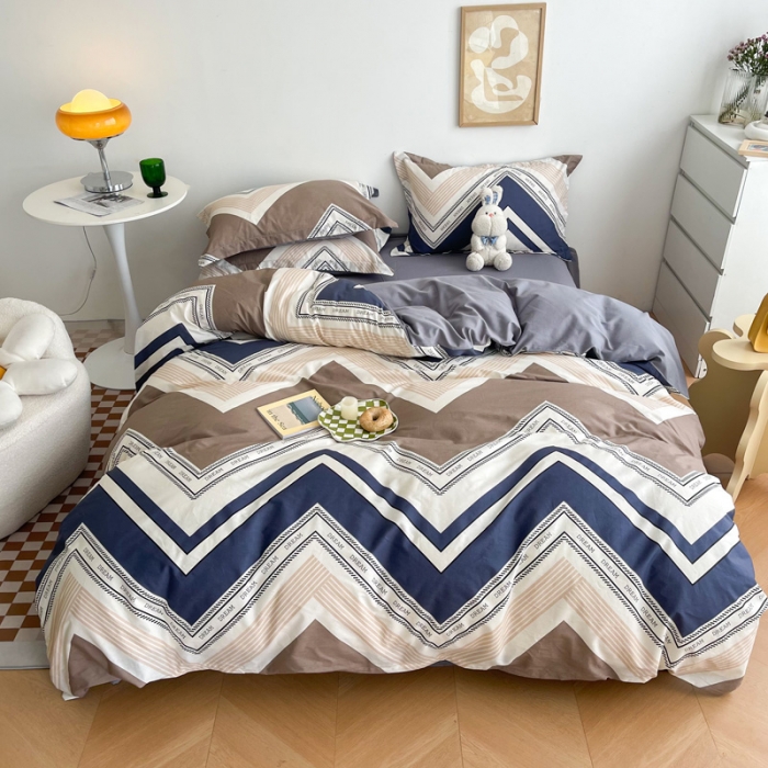 91家纺网 家纺一手货源 找家纺 盛馨家纺 全棉ins北欧风高支高密全棉喷气小清新纯棉四件套 布鲁斯