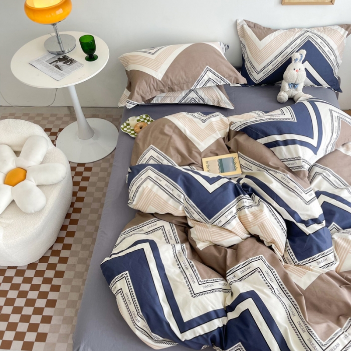 91家纺网 家纺一手货源 找家纺 盛馨家纺 全棉ins北欧风高支高密全棉喷气小清新纯棉四件套 布鲁斯