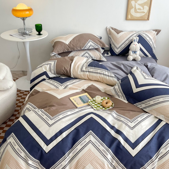 91家纺网 家纺一手货源 找家纺 盛馨家纺 全棉ins北欧风高支高密全棉喷气小清新纯棉四件套 布鲁斯