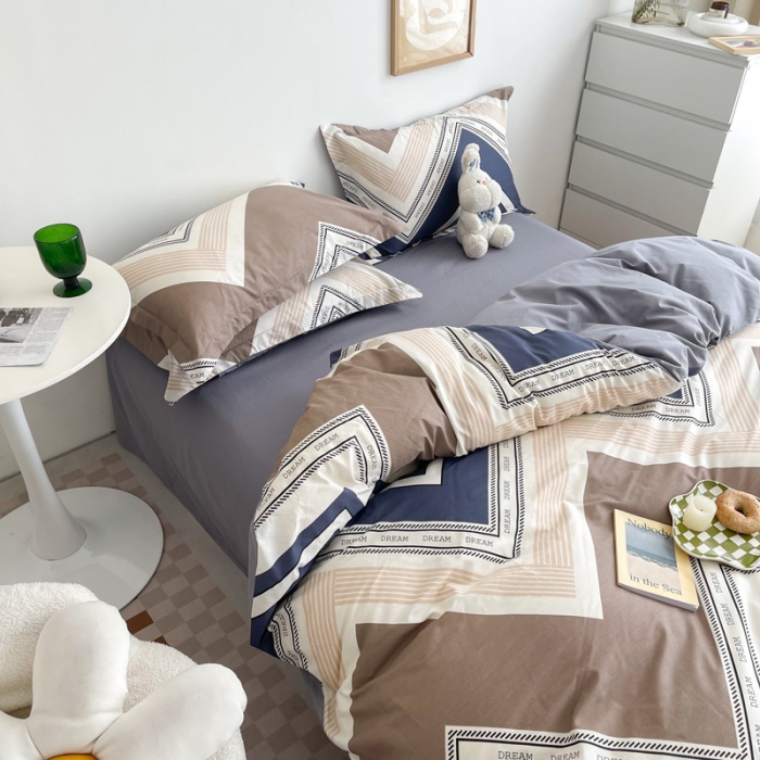 91家纺网 家纺一手货源 找家纺 盛馨家纺 全棉ins北欧风高支高密全棉喷气小清新纯棉四件套 布鲁斯