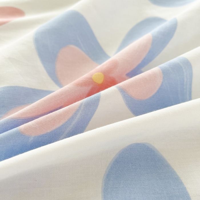 91家纺网 家纺一手货源 找家纺 盛馨家纺 全棉ins北欧风高支高密全棉喷气小清新纯棉四件套 花海蓝