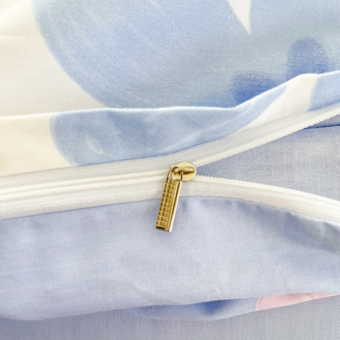 91家纺网 家纺一手货源 找家纺 盛馨家纺 全棉ins北欧风高支高密全棉喷气小清新纯棉四件套 花海蓝