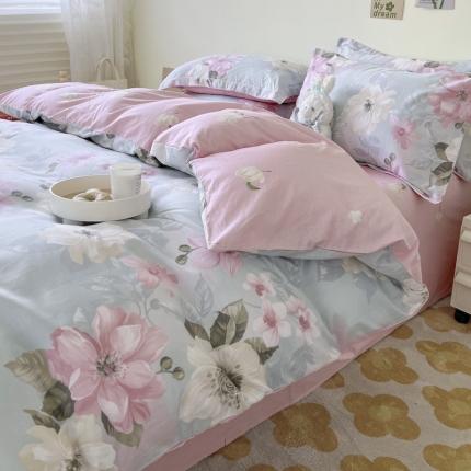 盛馨家纺 全棉ins北欧风高支高密全棉喷气小清新纯棉四件套 花开富贵