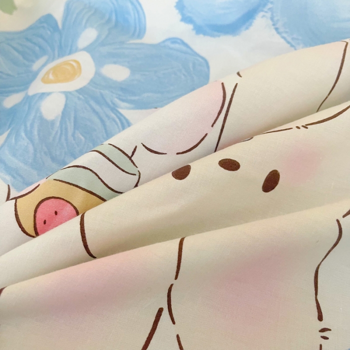 91家纺网 家纺一手货源 找家纺 盛馨家纺 全棉ins北欧风高支高密全棉喷气小清新纯棉四件套 花蓝兔