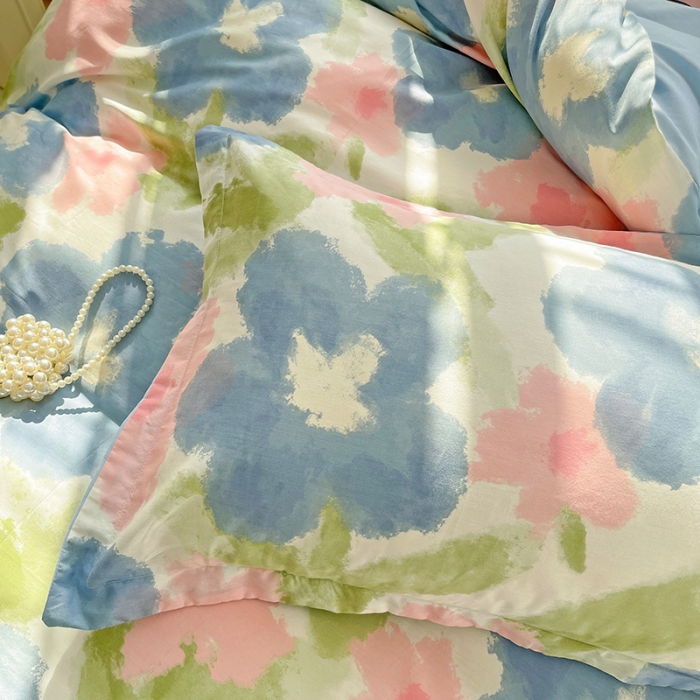 91家纺网 家纺一手货源 找家纺 盛馨家纺 全棉ins北欧风高支高密全棉喷气小清新纯棉四件套 花韵