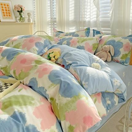 盛馨家纺 全棉ins北欧风高支高密全棉喷气小清新纯棉四件套 花韵