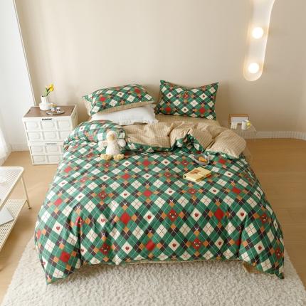 91家纺网 家纺一手货源 找家纺 珺柔 2023新款13070全棉四件套-第3批 菱格熊