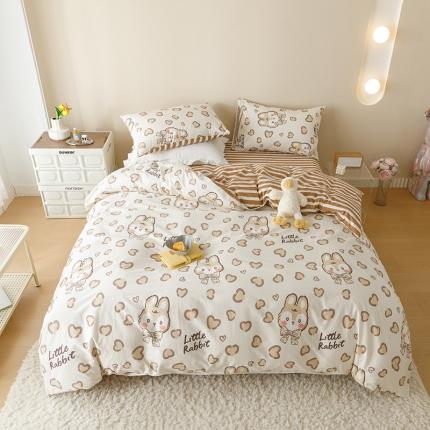 91家纺网 家纺一手货源 找家纺 珺柔 2023新款13070全棉四件套-第3批 领结兔