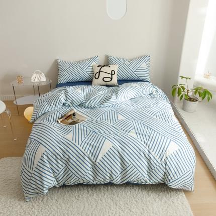 91家纺网 家纺一手货源 找家纺 珺柔 2023新款13070全棉四件套-第3批 梦的旋律-蓝