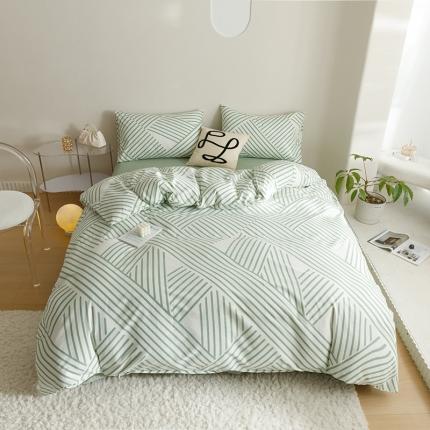 91家纺网 家纺一手货源 找家纺 珺柔 2023新款13070全棉四件套-第3批 梦的旋律-绿