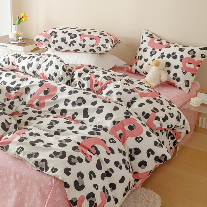 91家纺网 家纺一手货源 找家纺 珺柔 2023新款13070全棉四件套-第3批 豹纹粉