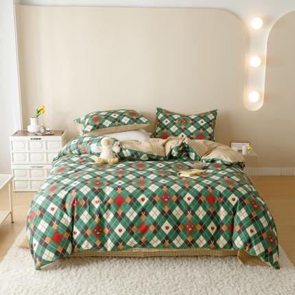 珺柔 2023新款13070全棉四件套-第3批 菱格熊