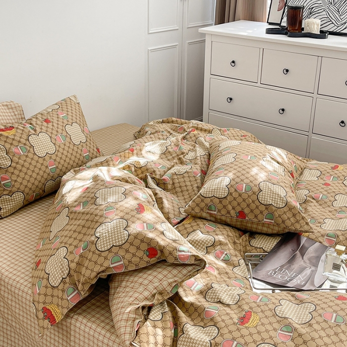 91家纺网 家纺一手货源 找家纺 呗旺鹿 2023新款13372舒适极简休闲风全棉纯棉印花四件套 保罗