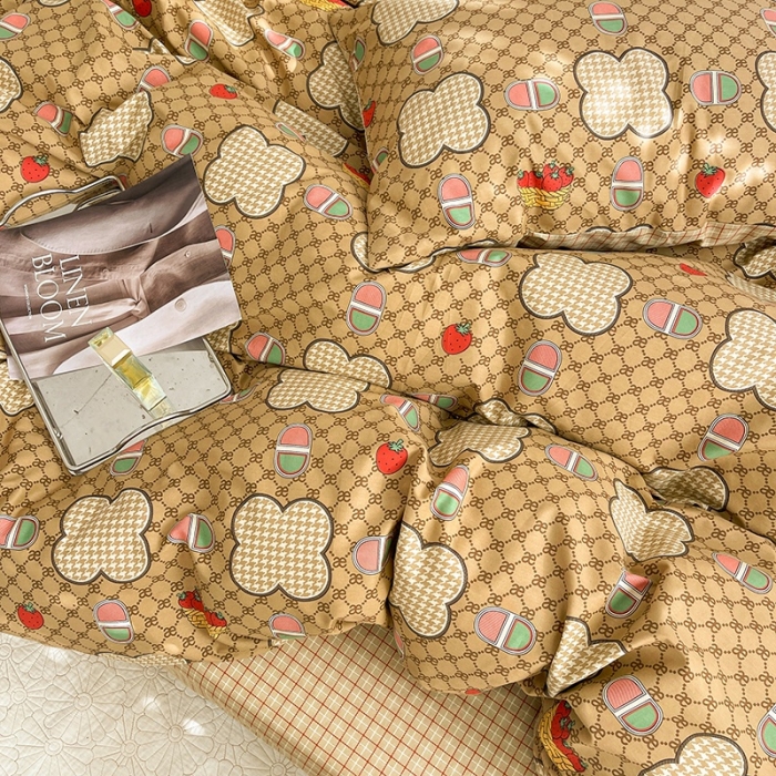 91家纺网 家纺一手货源 找家纺 呗旺鹿 2023新款13372舒适极简休闲风全棉纯棉印花四件套 保罗