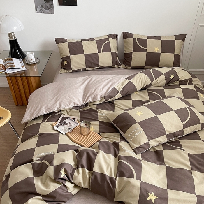 91家纺网 家纺一手货源 找家纺 呗旺鹿 2023新款13372舒适极简休闲风全棉纯棉印花四件套 巧乐兹