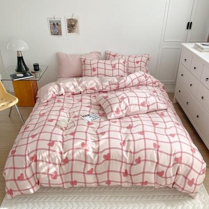 91家纺网 家纺一手货源 找家纺 呗旺鹿 2023新款13372舒适极简休闲风全棉纯棉印花四件套 心语