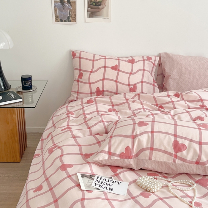 91家纺网 家纺一手货源 找家纺 呗旺鹿 2023新款13372舒适极简休闲风全棉纯棉印花四件套 心语