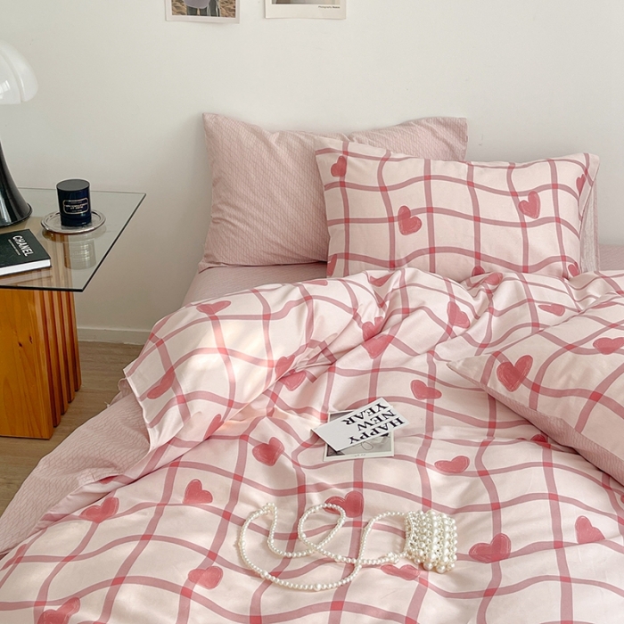 91家纺网 家纺一手货源 找家纺 呗旺鹿 2023新款13372舒适极简休闲风全棉纯棉印花四件套 心语