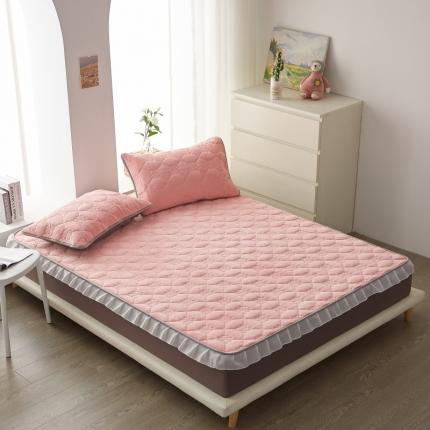 子鹏床垫 2022新款加绒加厚牛奶绒单品床笠系列-含花边 粉色