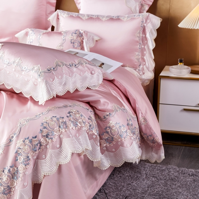 91家纺网 家纺一手货源 找家纺 （总）缔缦 2023新款安娜系列高端居家轻奢真丝棉四件套