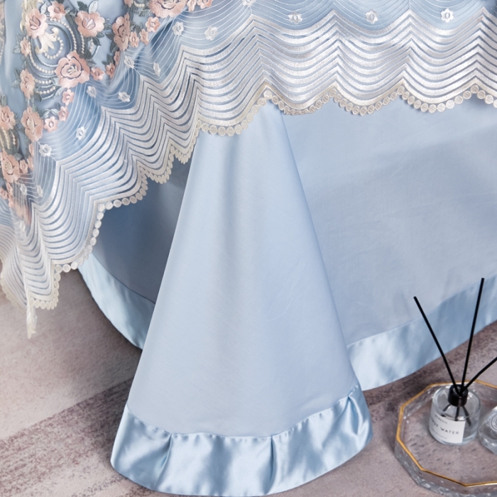 91家纺网 家纺一手货源 找家纺 缔缦 2023新款安娜系列高端居家轻奢真丝棉四件套 安娜-蓝