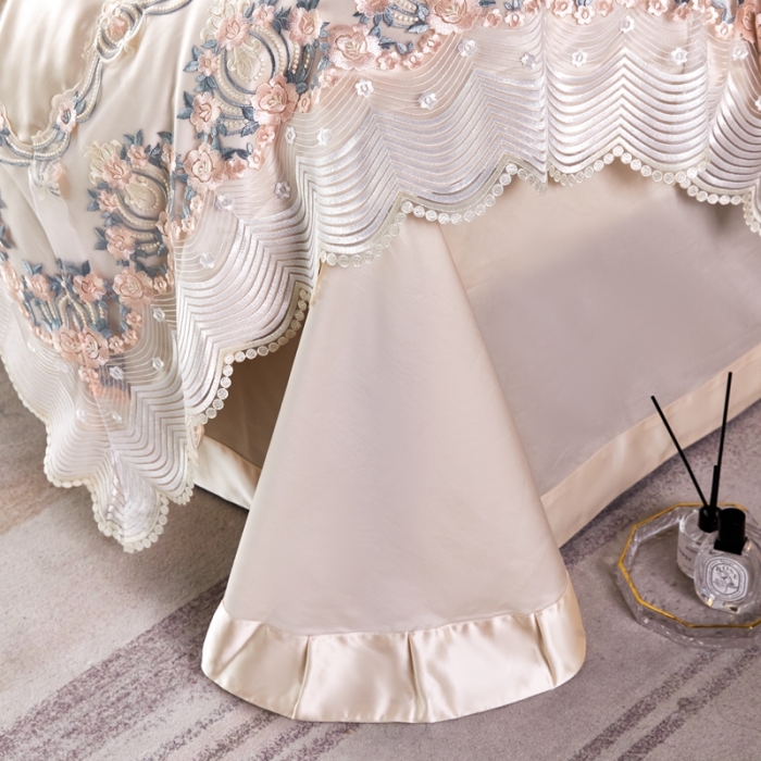 91家纺网 家纺一手货源 找家纺 缔缦 2023新款安娜系列高端居家轻奢真丝棉四件套 安娜-香槟